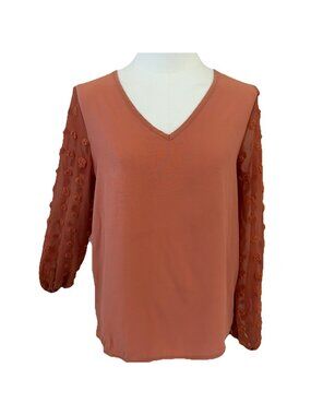 VTG Y2K Women’s Sheer Mesh Sleeve Top Size Small Orange Whimsigoth Dark Fairy